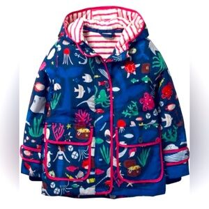 Mini Boden Anorak Hooded Coat, Under the Sea, Size 2-3y